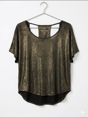 Juicy Couture Metallic Gold Shimmer Strappy Back Top - Kesha Vibes - XS